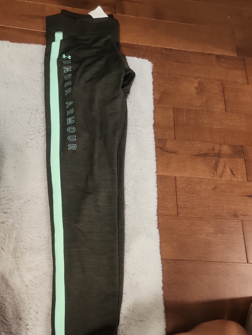 Under Armour Olive Leggings with Mint Side Stripe